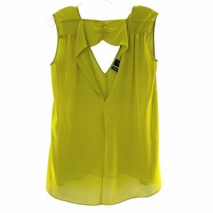 Bisou Bisou Cut Out Sleeveless Blouse Chartreuse Size Small